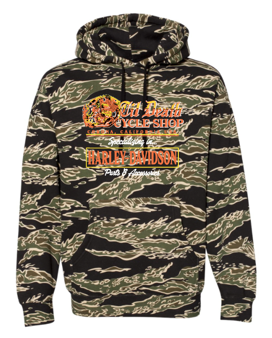 Tiger Stripe Skull Motor Logo Hoodie